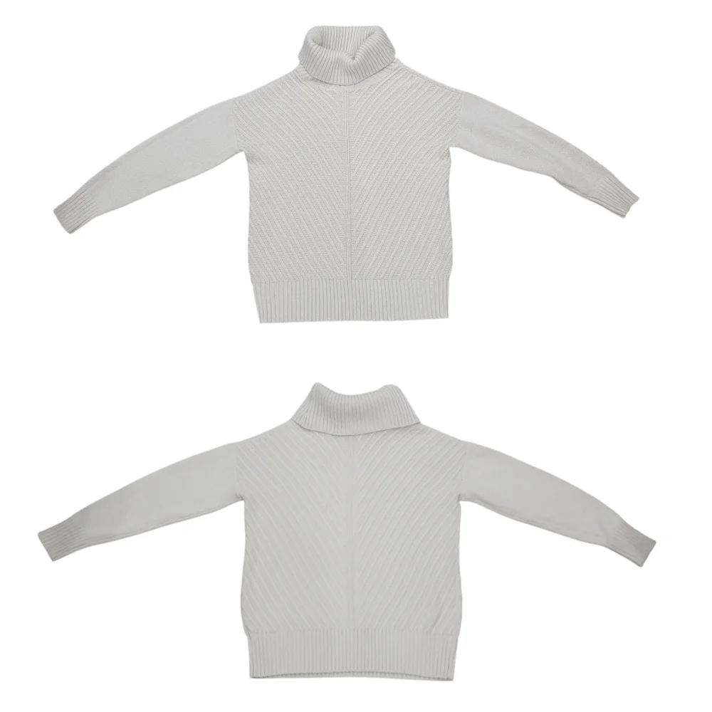 Eclipse Mitered Turtleneck Sweater Knit Neutral Cream White Pullover Wom… - Picture 8 of 16